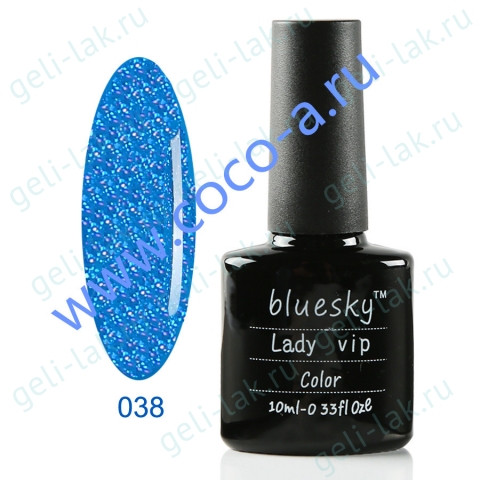 Shellac BLUESKY Lady Vip  цвет 038#  арт. Глубокий пурпурно-синий с микроблеском и перламутром Lady vip