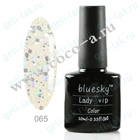 Shellac BLUESKY Lady Vip  цвет 065#  арт. Крупные и мелкие блестки на прозрачной основе Lady vip