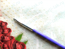 Кисточка тонкий волос  цвет для дизайна ногтей с фиолетовой ручкой 